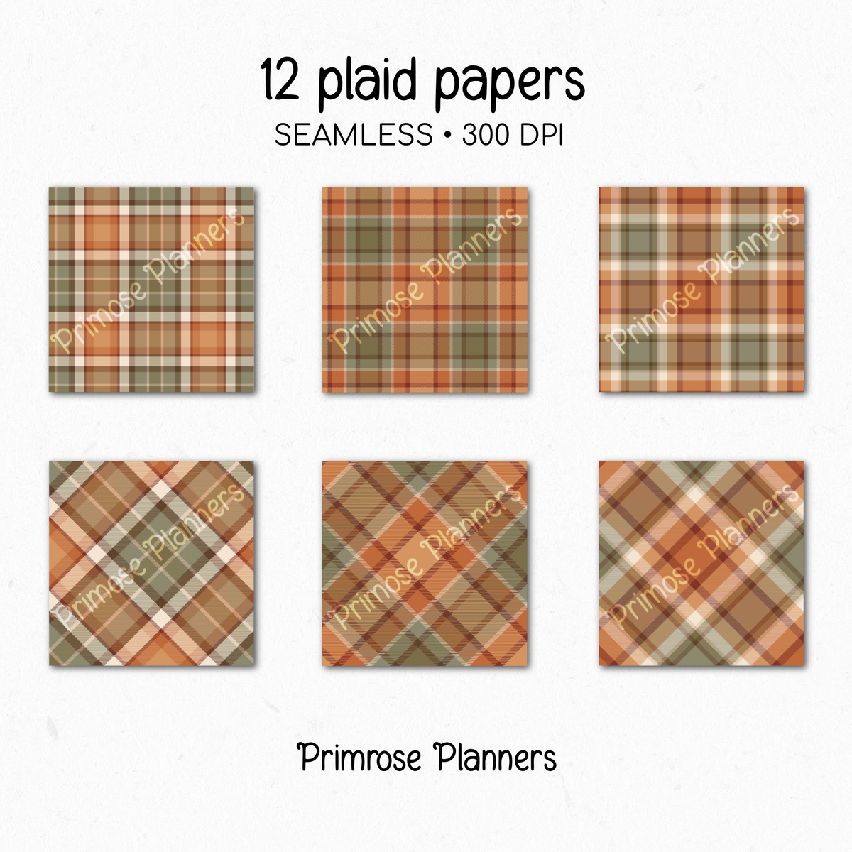 Autumn Harvest Tartan Plaid Digital Paper Pack, Orange Brown Fall Scrapbook Backgrounds, Cozy Thanksgiving Pattern