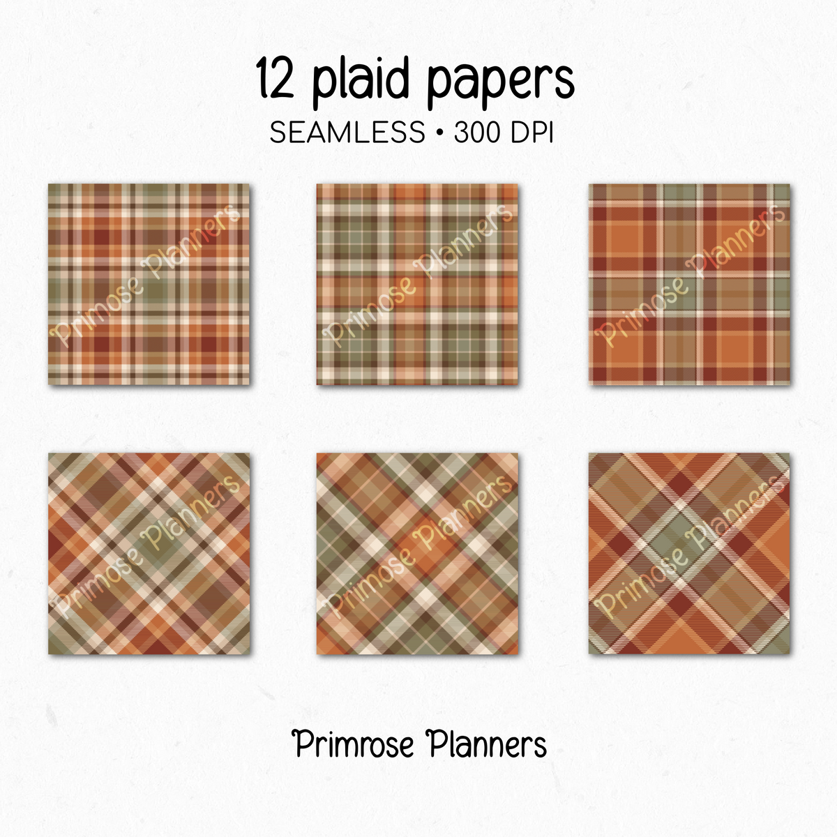 Autumn Harvest Tartan Plaid Digital Paper Pack, Orange Brown Fall Scrapbook Backgrounds, Cozy Thanksgiving Pattern