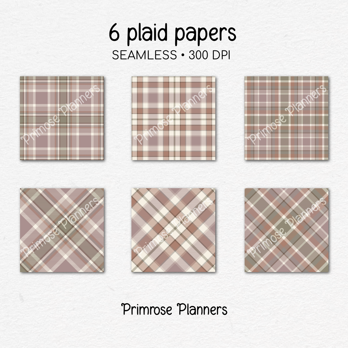 Mauve Rust Sage Plaid Digital Paper, Boho Fall Seamless Patterns, Tartan Backgrounds, Commercial Use Scrapbook Pack