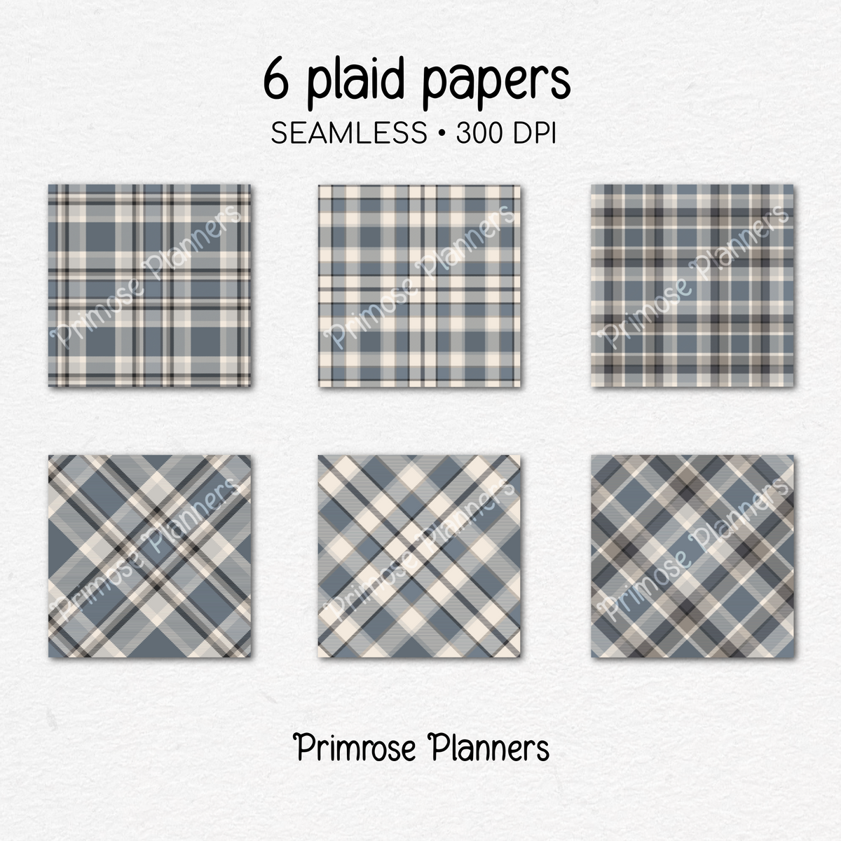 Navy & Grey Plaid Digital Paper, Blue Seamless Patterns, Farmhouse Gingham Scrapbook Backgrounds, Minimalist Commercial Use