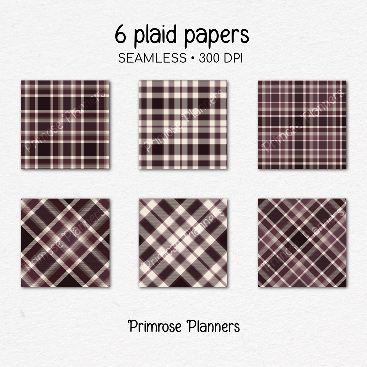 Plum Maroon Taupe Plaid Digital Paper, Earth Tone Seamless Patterns, Farmhouse Gingham Scrapbook Backgrounds, Commercial Use