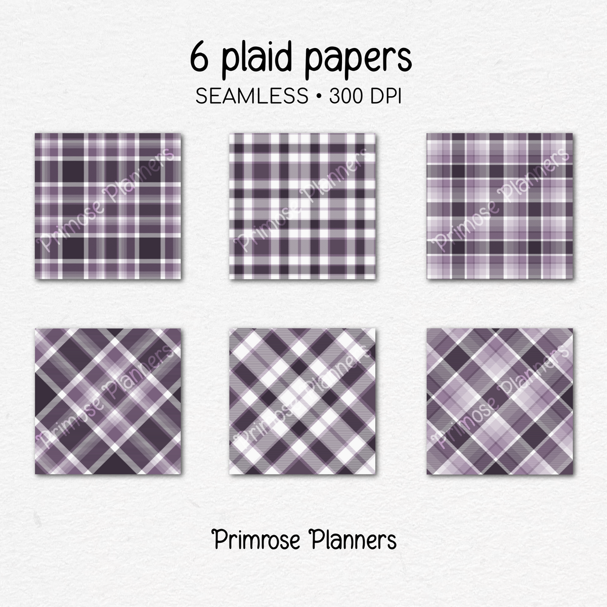 Winter Plum Plaid Digital Paper, Dark Purple Seamless Patterns, Farmhouse Gingham Scrapbook Backgrounds, Minimalist Commercial Use