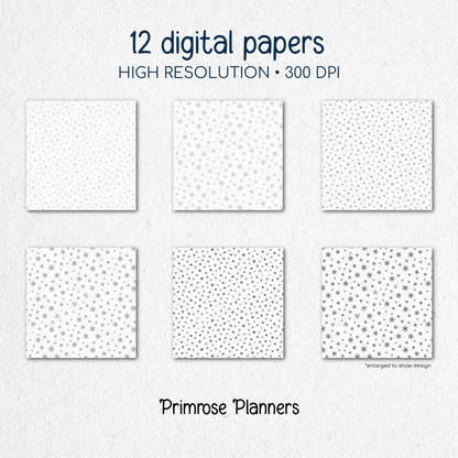 Snowflake Digital Papers (Light & Dark Backgrounds) (JPG Download)