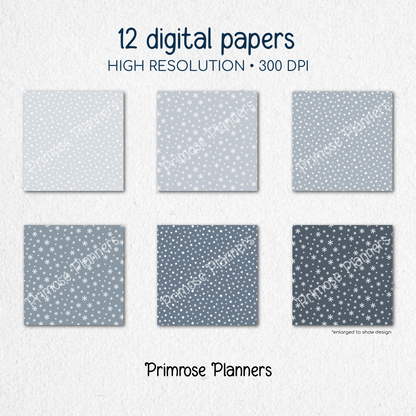 Snowflake Digital Papers (Light & Dark Backgrounds) (JPG Download)