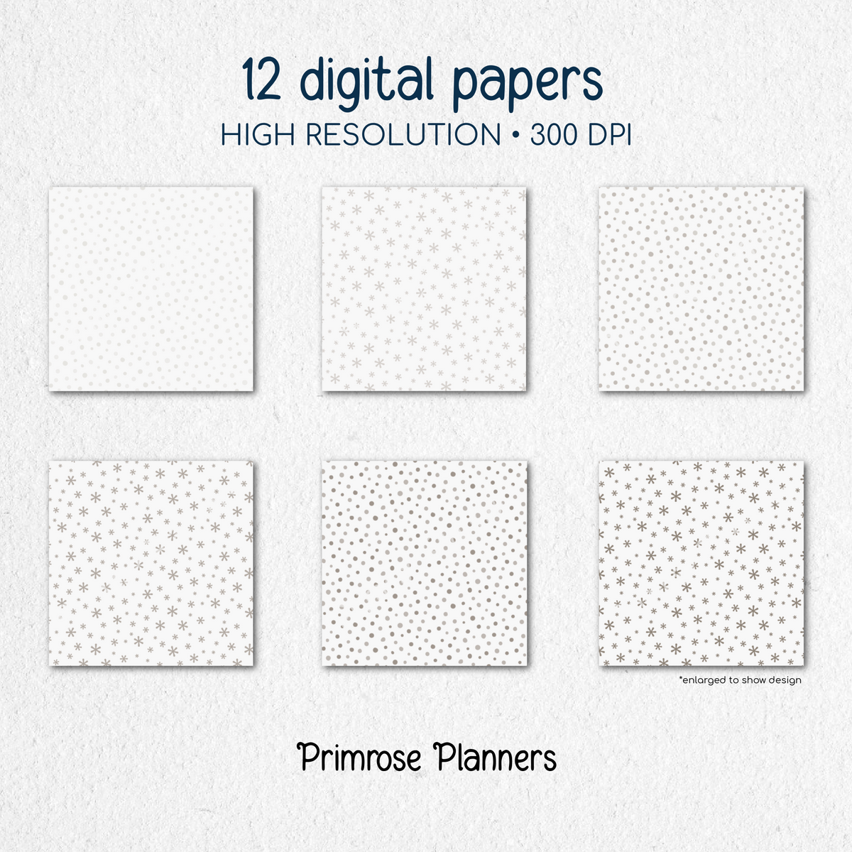 Taupe Snowflake Digital Paper, Neutral Winter Scrapbook Backgrounds, Beige Minimalist Holiday Patterns, Falling Snow Pages