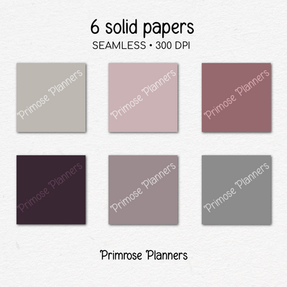 Dusty Rose Plum Grey Plaid Digital Paper, Moody Seamless Patterns, Romantic Fall Tartan, Commercial Use Scrapbook Paper Pack