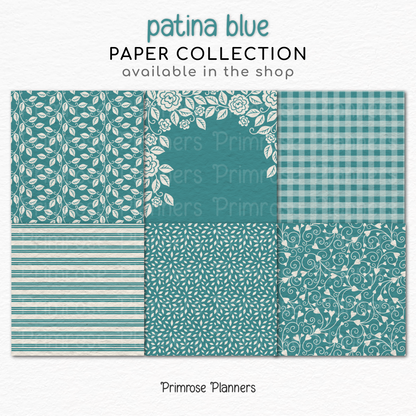 Vintage Blue and Cream Digital Paper | Patina Backgrounds | Shabby Chic Printable Paper for Crafts | Digital Scrapbooking