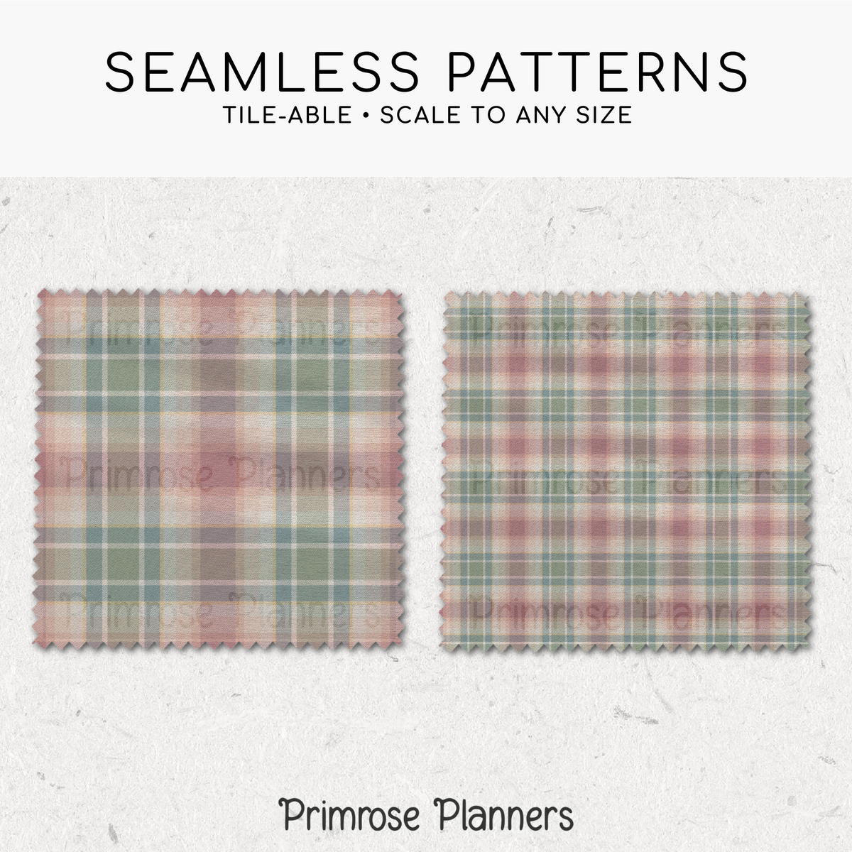 Antique Spring Plaid Digital Paper, Pastel Easter Seamless Patterns, Vintage Tartan Backgrounds, Commercial Use Scrapbook Pack