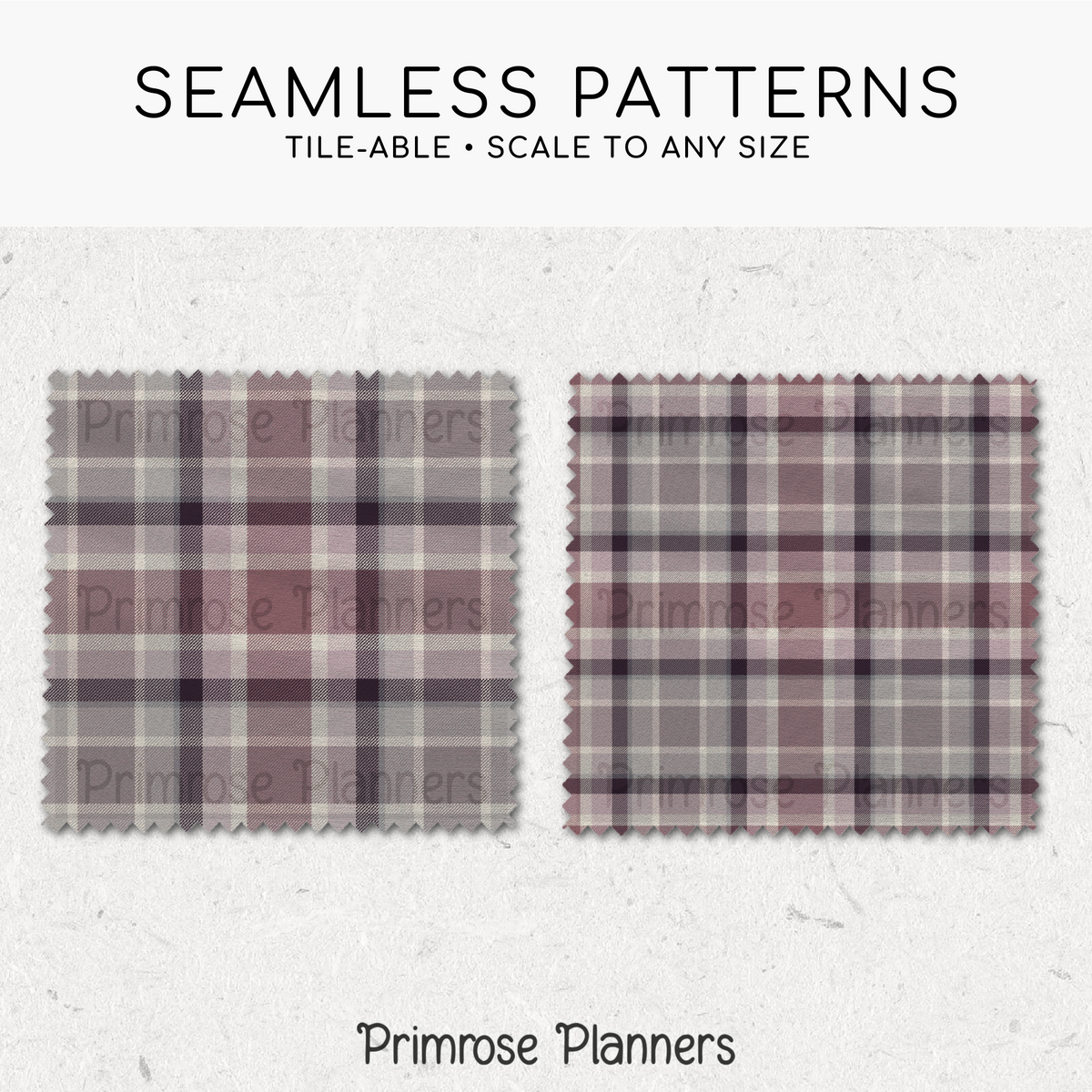Dusty Rose Plum Grey Plaid Digital Paper, Moody Seamless Patterns, Romantic Fall Tartan, Commercial Use Scrapbook Paper Pack