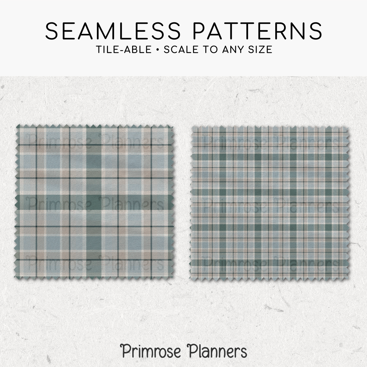 Frosted Pines Plaid Digital Paper, Winter Blue and Green Seamless Patterns, Cozy Holiday Tartan, Commercial Use Scrapbook Pack