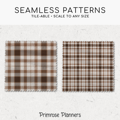 Gingerbread Tan Brown Plaid Digital Paper, Neutral Winter Seamless Patterns, Cozy Tartan Backgrounds, Commercial Use Scrapbook Pack