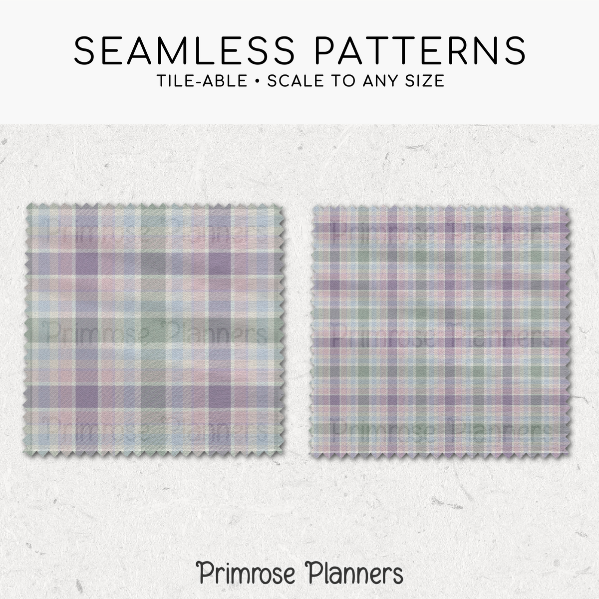 Lavender Blue Sage Plaid Digital Paper, Pastel Spring Seamless Patterns, Easter Tartan Backgrounds, Commercial Use Scrapbook Pack