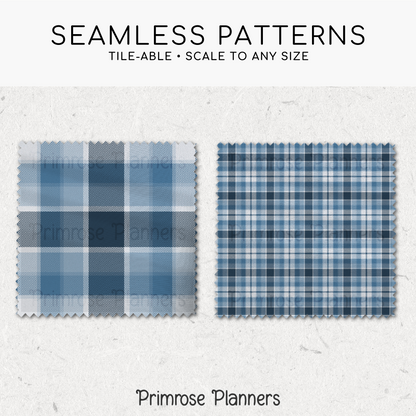 Icy Blue Plaid Digital Paper, Winter Blue Seamless Patterns, Farmhouse Gingham Scrapbook Backgrounds, Minimalist Commercial Use