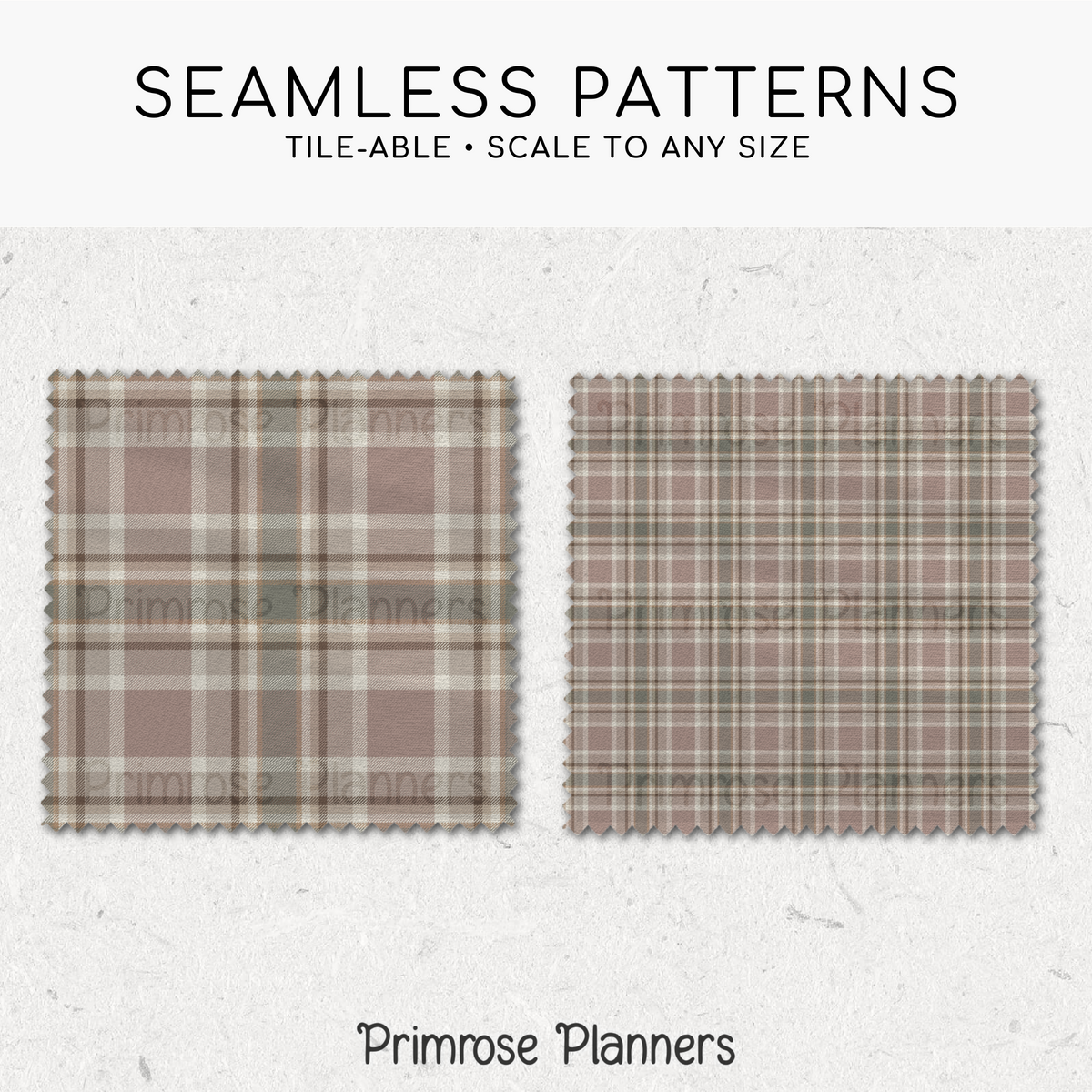 Mauve Tan Brown Plaid Digital Paper, Neutral Boho Seamless Patterns, Tartan Backgrounds, Commercial Use Scrapbook Pack