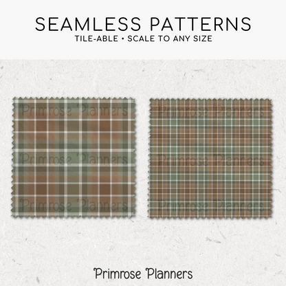 Mustard Olive Brown Plaid Digital Paper, Earth Tone Seamless Patterns, Fall Gingham Scrapbook Backgrounds, Minimalist Commercial Use