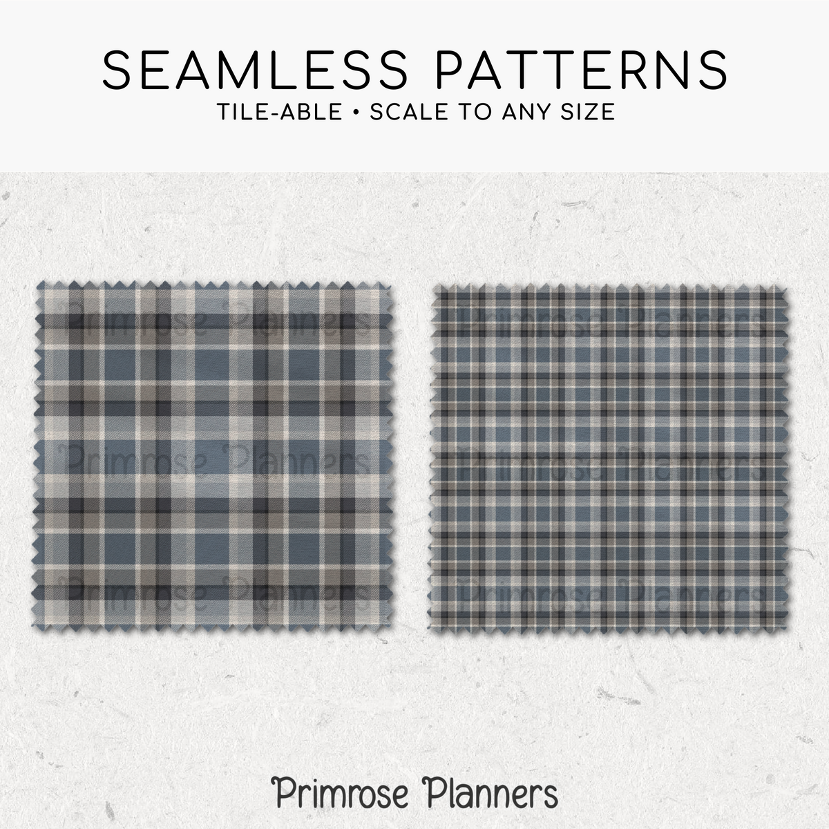 Navy & Grey Plaid Digital Paper, Blue Seamless Patterns, Farmhouse Gingham Scrapbook Backgrounds, Minimalist Commercial Use