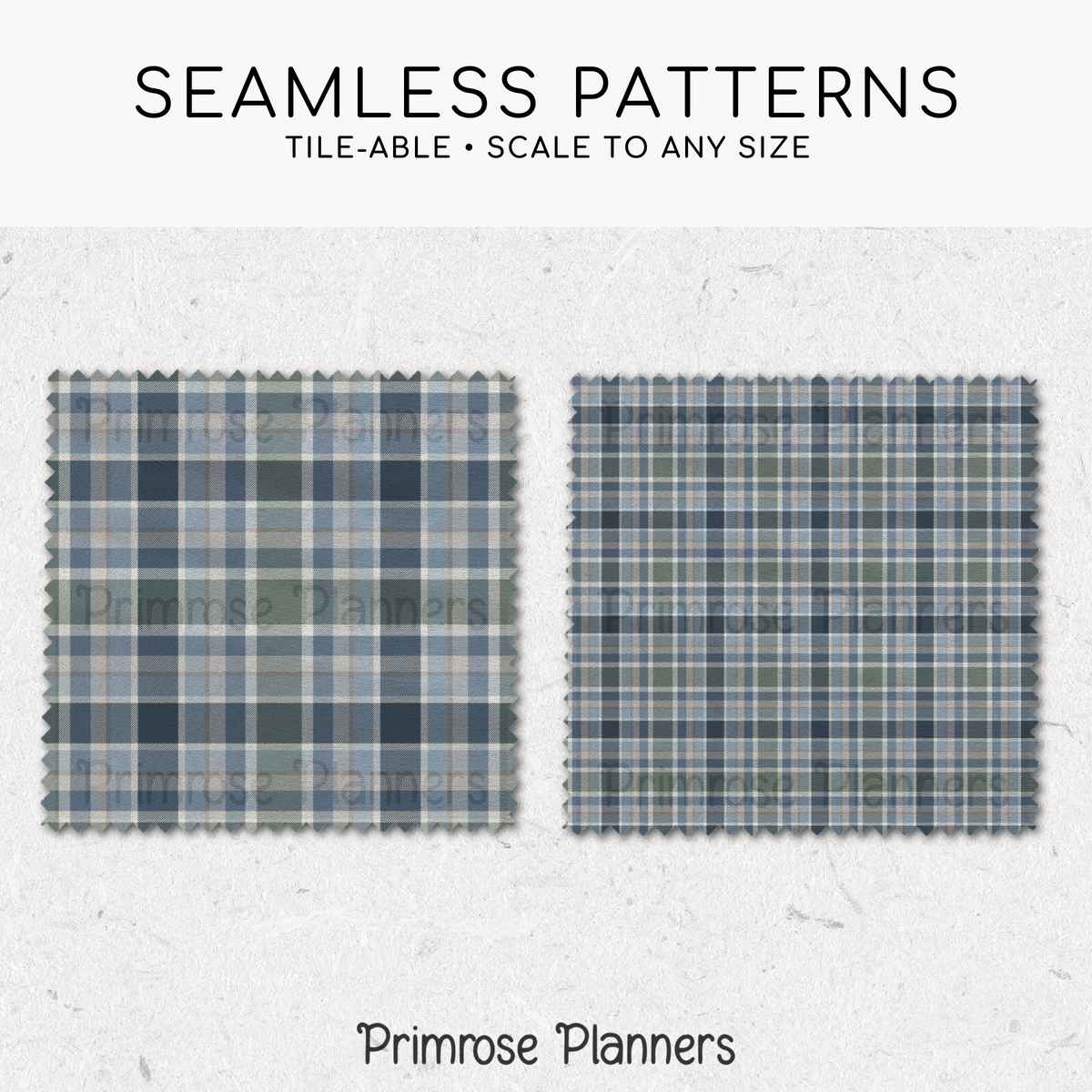 Navy Sage Taupe Plaid Digital Papers, Earth Tone Seamless Patterns (Commercial Use)