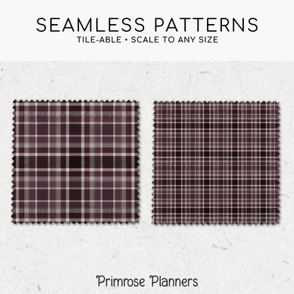 Plum Maroon Taupe Plaid Digital Paper, Earth Tone Seamless Patterns, Farmhouse Gingham Scrapbook Backgrounds, Commercial Use