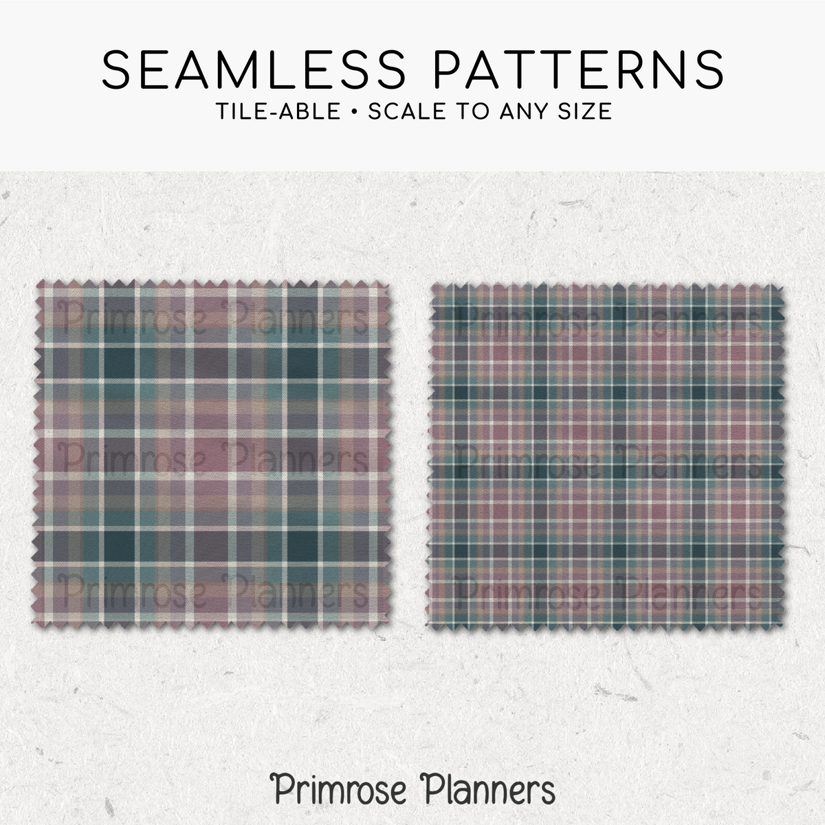 Teal Mauve and Lavender Plaid Digital Paper, Pastel Fall Seamless Patterns, Tartan Backgrounds, Commercial Use Scrapbook Pack