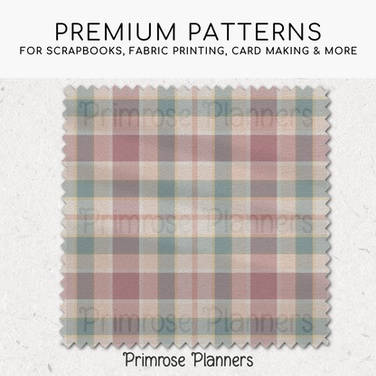 Antique Spring Plaid Digital Paper, Pastel Easter Seamless Patterns, Vintage Tartan Backgrounds, Commercial Use Scrapbook Pack