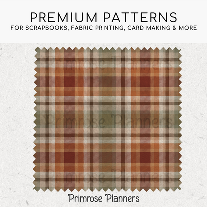 Autumn Harvest Tartan Plaid Digital Paper Pack, Orange Brown Fall Scrapbook Backgrounds, Cozy Thanksgiving Pattern