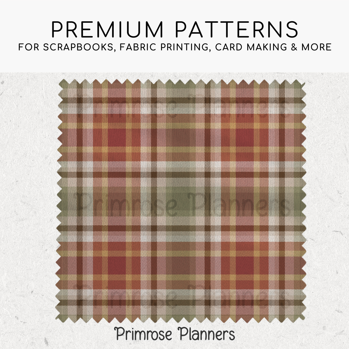 Autumn Leaves Tartan Plaid Digital Paper Pack, Red Green Fall Scrapbook Backgrounds, Cozy Thanksgiving Pattern