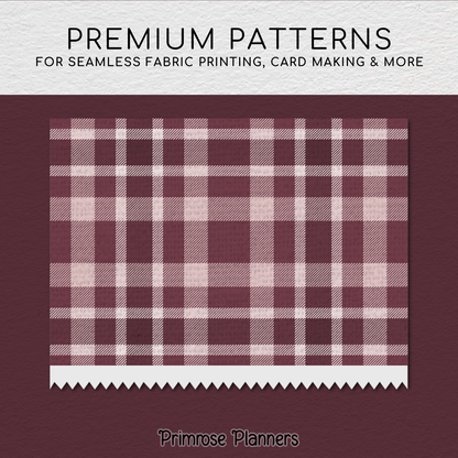Burgundy Rose Plaid Digital Paper | 12 Seamless Check Patterns | Printable 12x12 Scrapbook Backgrounds | Commercial Use Instant Download