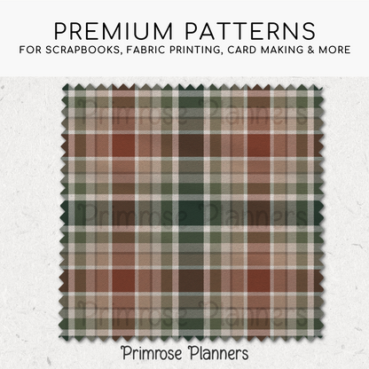 Cabin Christmas Plaid Digital Paper, Rustic Holiday Seamless Patterns, Winter Tartan Backgrounds, Commercial Use Scrapbook Pack