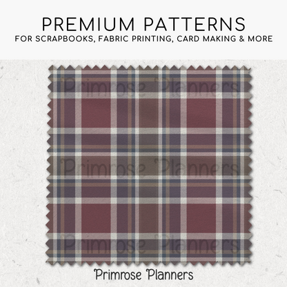Dusk and Taupe Plaid Digital Paper, Muted Seamless Patterns, Moody Blue Tartan Backgrounds, Commercial Use Scrapbook Pack