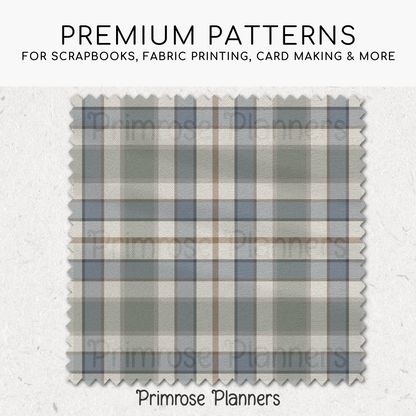 Farmhouse Neutral Plaid Digital Paper, Muted Seamless Patterns, Rustic Tartan Backgrounds, Commercial Use Scrapbook Pack