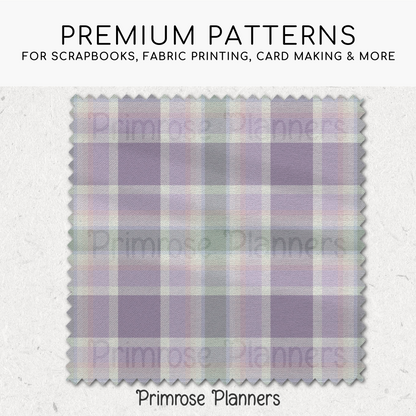 Lavender Blue Sage Plaid Digital Paper, Pastel Spring Seamless Patterns, Easter Tartan Backgrounds, Commercial Use Scrapbook Pack
