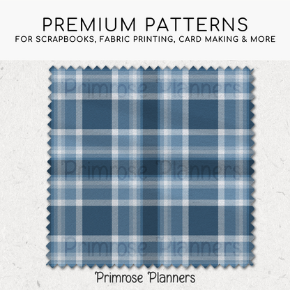 Icy Blue Plaid Digital Paper, Winter Blue Seamless Patterns, Farmhouse Gingham Scrapbook Backgrounds, Minimalist Commercial Use