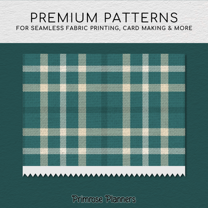 Printable Teal Plaid Digital Paper | Ivory Check Patterns for Planners & Scrapbooking | 12x12 Backgrounds | Commercial Use Download