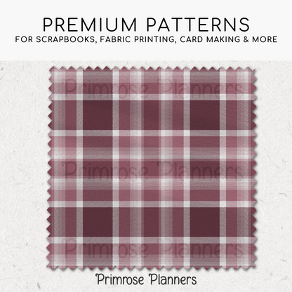 Mauve Frost Plaid Digital Paper, Dusty Pink Seamless Patterns, Farmhouse Gingham Scrapbook Backgrounds, Minimalist Commercial Use
