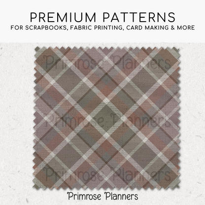 Mauve Rust Sage Plaid Digital Paper, Boho Fall Seamless Patterns, Tartan Backgrounds, Commercial Use Scrapbook Pack
