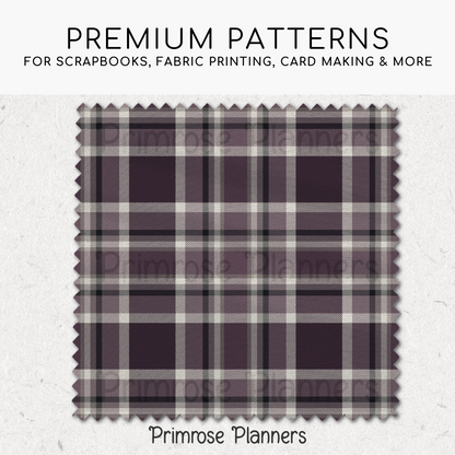 Dusty Purple & Grey Plaid Digital Paper, Moody Seamless Patterns, Farmhouse Gingham Scrapbook Backgrounds, Minimalist Commercial Use