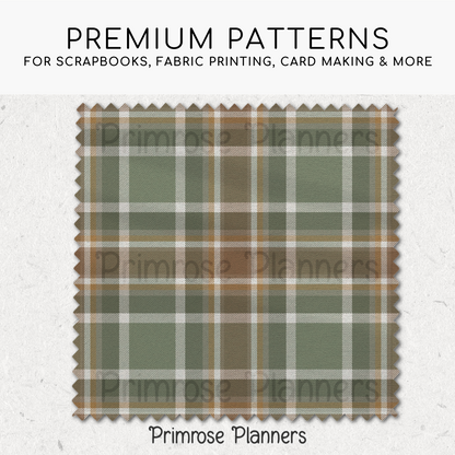 Mustard Olive Brown Plaid Digital Paper, Earth Tone Seamless Patterns, Fall Gingham Scrapbook Backgrounds, Minimalist Commercial Use