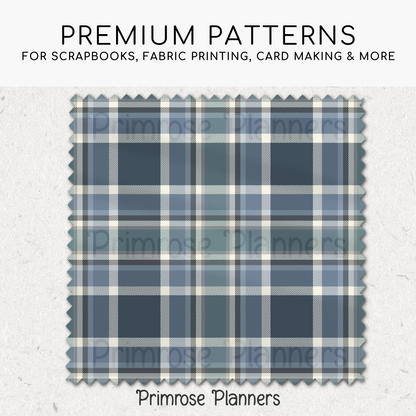 Navy Teal Grey Plaid Digital Paper, Blue Seamless Patterns, Farmhouse Gingham Scrapbook Backgrounds, Minimalist Commercial Use