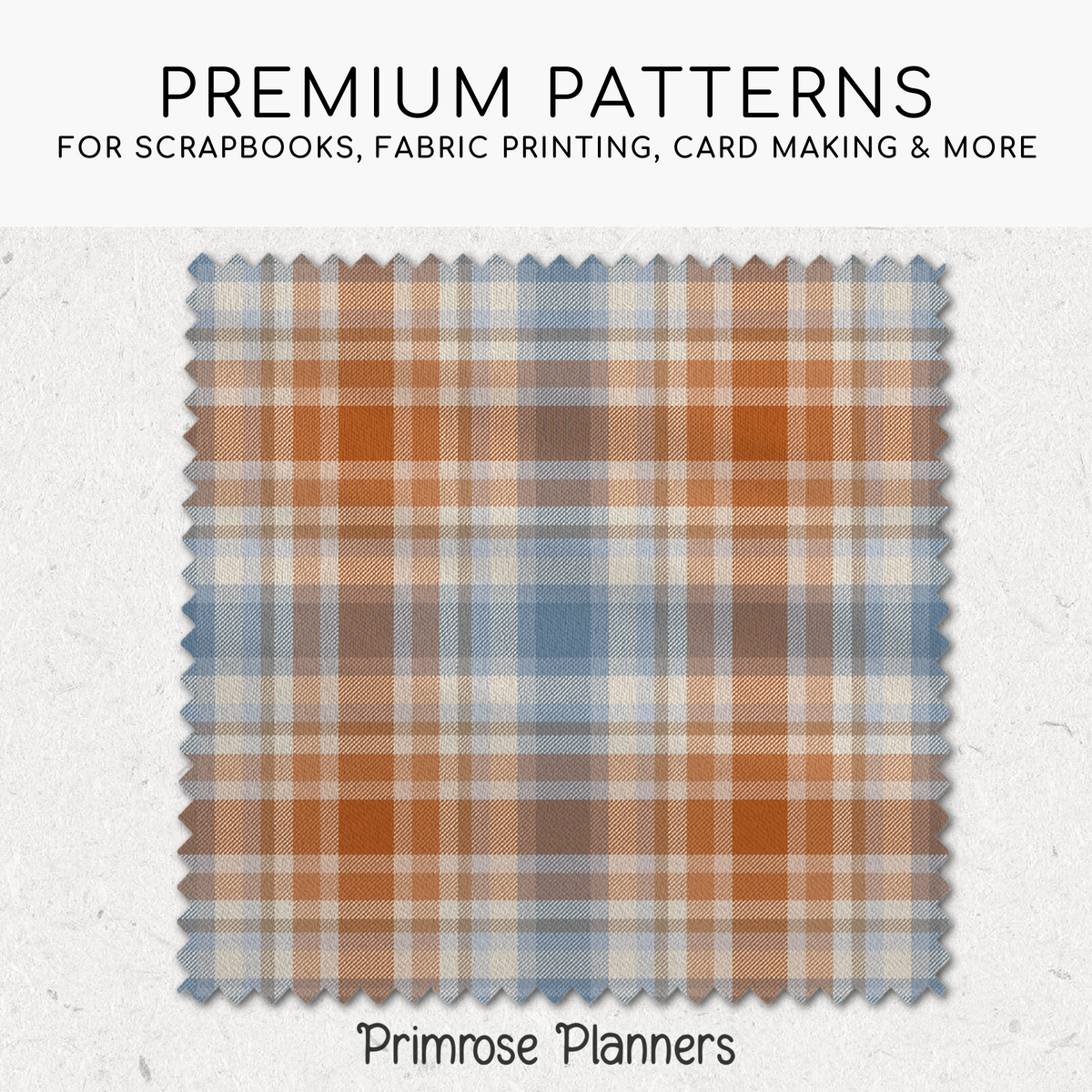 October Nights Tartan Plaid Digital Paper, Blue Orange Fall Scrapbook Backgrounds, Cozy Thanksgiving Pattern, Commercial Use