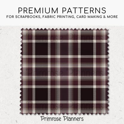 Plum Maroon Taupe Plaid Digital Paper, Earth Tone Seamless Patterns, Farmhouse Gingham Scrapbook Backgrounds, Commercial Use