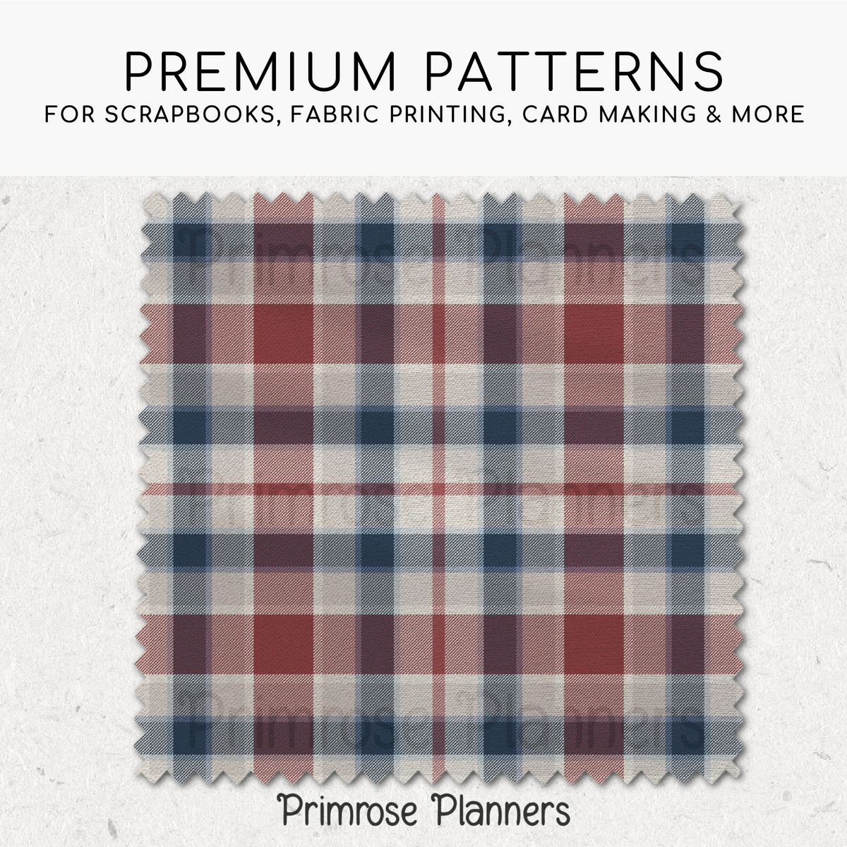 Red Beige Blue Plaid Digital Paper, Americana Seamless Patterns, Coastal Farmhouse Tartan, Commercial Use Scrapbook Pack