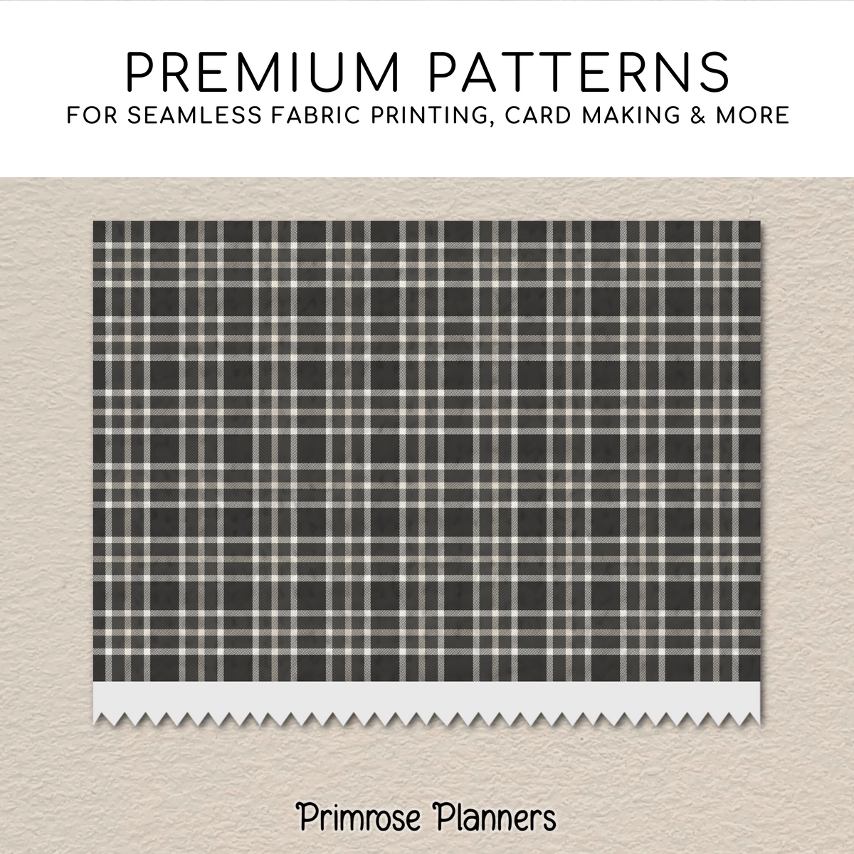 Printable Charcoal Plaid Digital Paper | Taupe Check Patterns for Planners & Scrapbooking | 12x12 Backgrounds | Instant Download