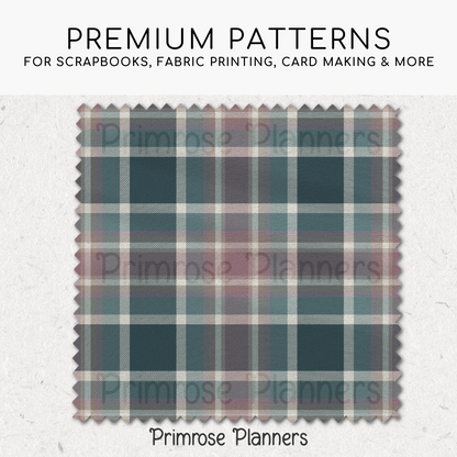 Teal Mauve and Lavender Plaid Digital Paper, Pastel Fall Seamless Patterns, Tartan Backgrounds, Commercial Use Scrapbook Pack