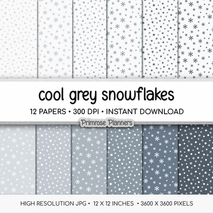 Snowflake Digital Papers (Light & Dark Backgrounds) (JPG Download)