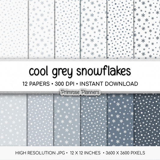 Snowflake Digital Papers (Light & Dark Backgrounds) (JPG Download)