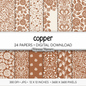 Copper Digital Paper | Elegant Cream Backgrounds | Neutral Rustic Pattern | Printable Paper for Crafts