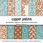 Rustic Patina Digital Paper | Copper and Cream Textures | Printable Planner Backgrounds | Crafting Supplies