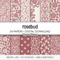 Pink and Cream Digital Paper Pack | Rosebud Floral Backgrounds | Shabby Chic Printable Paper for Crafts | Scrapbooking Supplies
