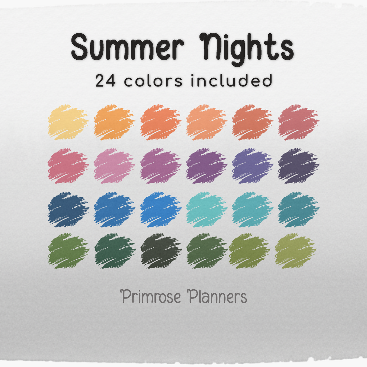 Solid Digital Paper Summer Nights | Muted Sunset Palette | Warm Yellow, Orange, Pink, Purple, Teal, Blue | Plain Background